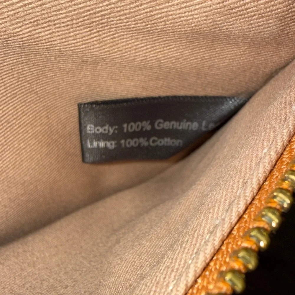 G.I.L.I. Slim Leather Card Wallet in Tan with Gold Hardware
